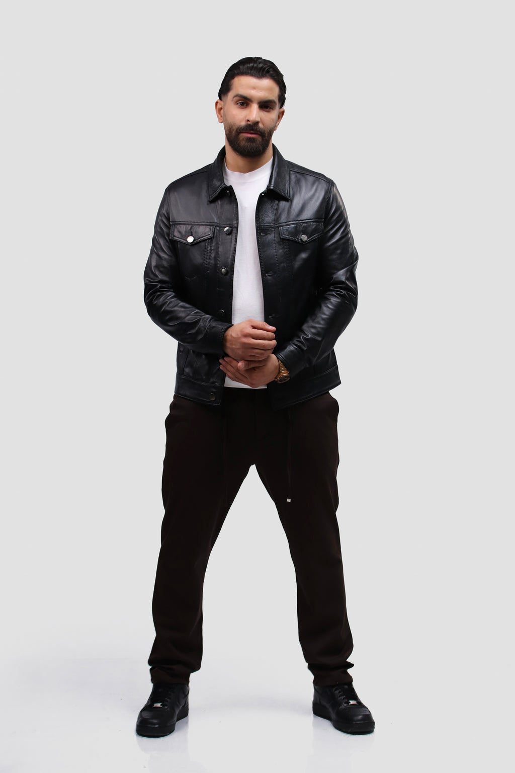 Veste en Cuir Noir Regular Fit.  ɴ𝓸𝓾𝓿𝓮𝓵𝓵𝓮 𝓬𝓸𝓵𝓵𝓮𝓬𝓽𝓲𝓸𝓷