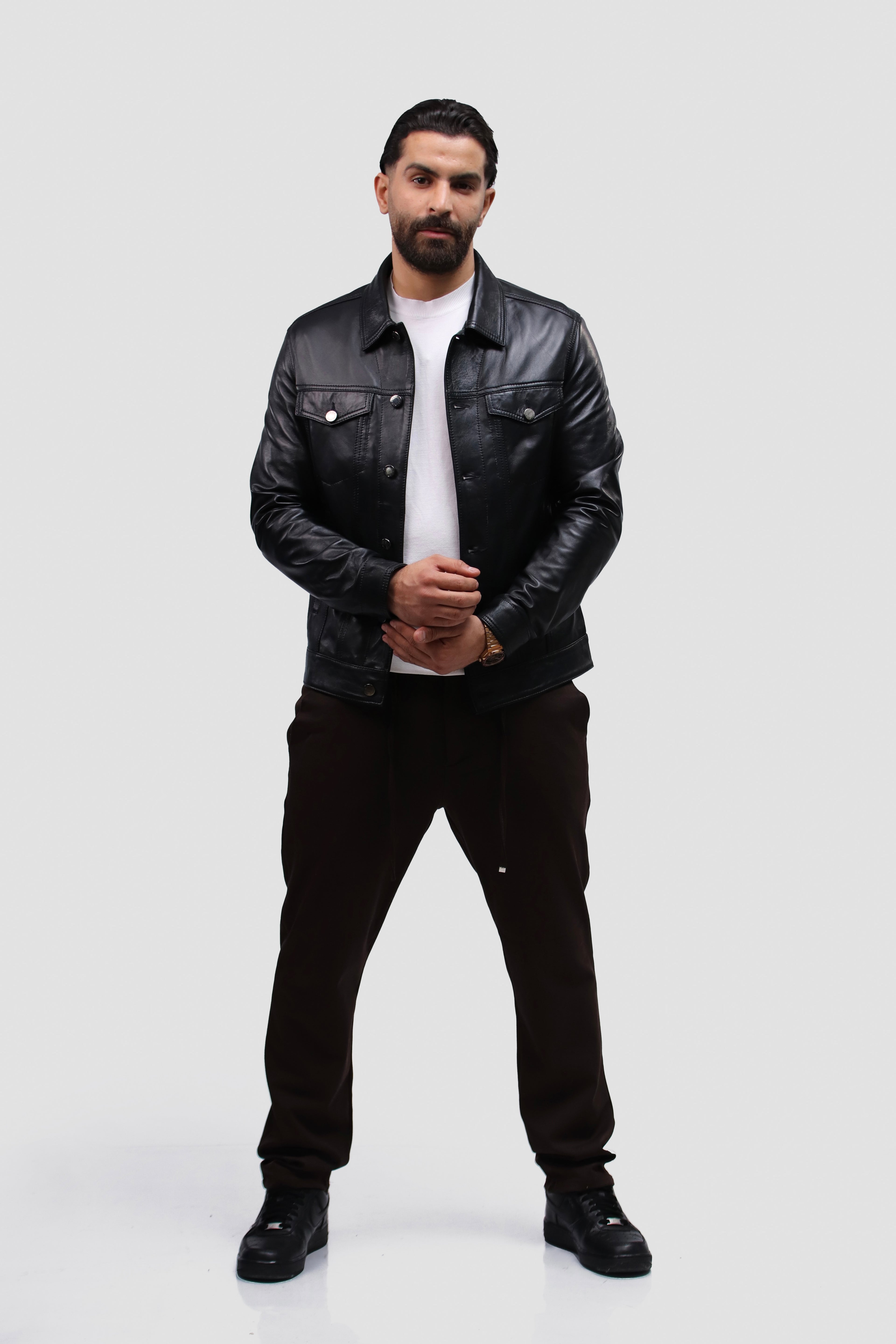 Veste en Cuir Noir Regular Fit.  ɴ𝓸𝓾𝓿𝓮𝓵𝓵𝓮 𝓬𝓸𝓵𝓵𝓮𝓬𝓽𝓲𝓸𝓷