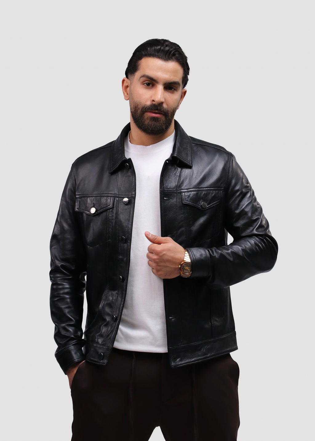 Veste en Cuir Noir Regular Fit.  ɴ𝓸𝓾𝓿𝓮𝓵𝓵𝓮 𝓬𝓸𝓵𝓵𝓮𝓬𝓽𝓲𝓸𝓷