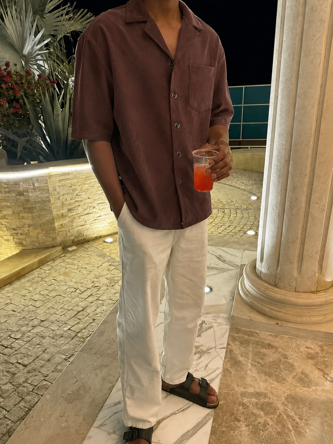 Chemise en daim manches courtes