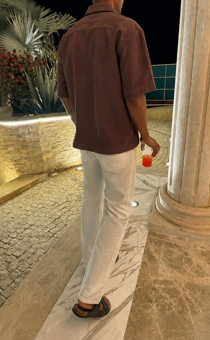 Chemise en daim manches courtes