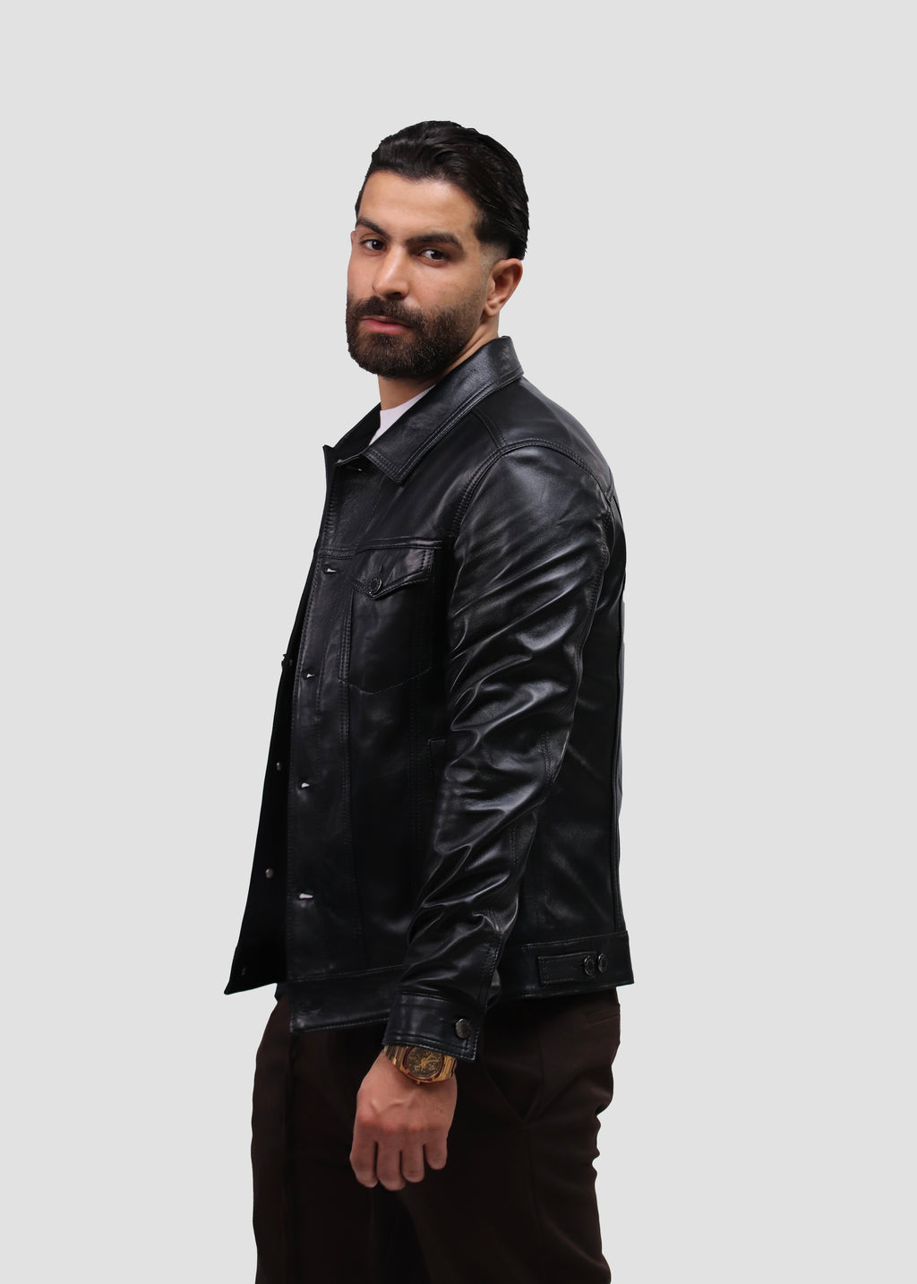 Veste en Cuir Noir Regular Fit.  ɴ𝓸𝓾𝓿𝓮𝓵𝓵𝓮 𝓬𝓸𝓵𝓵𝓮𝓬𝓽𝓲𝓸𝓷