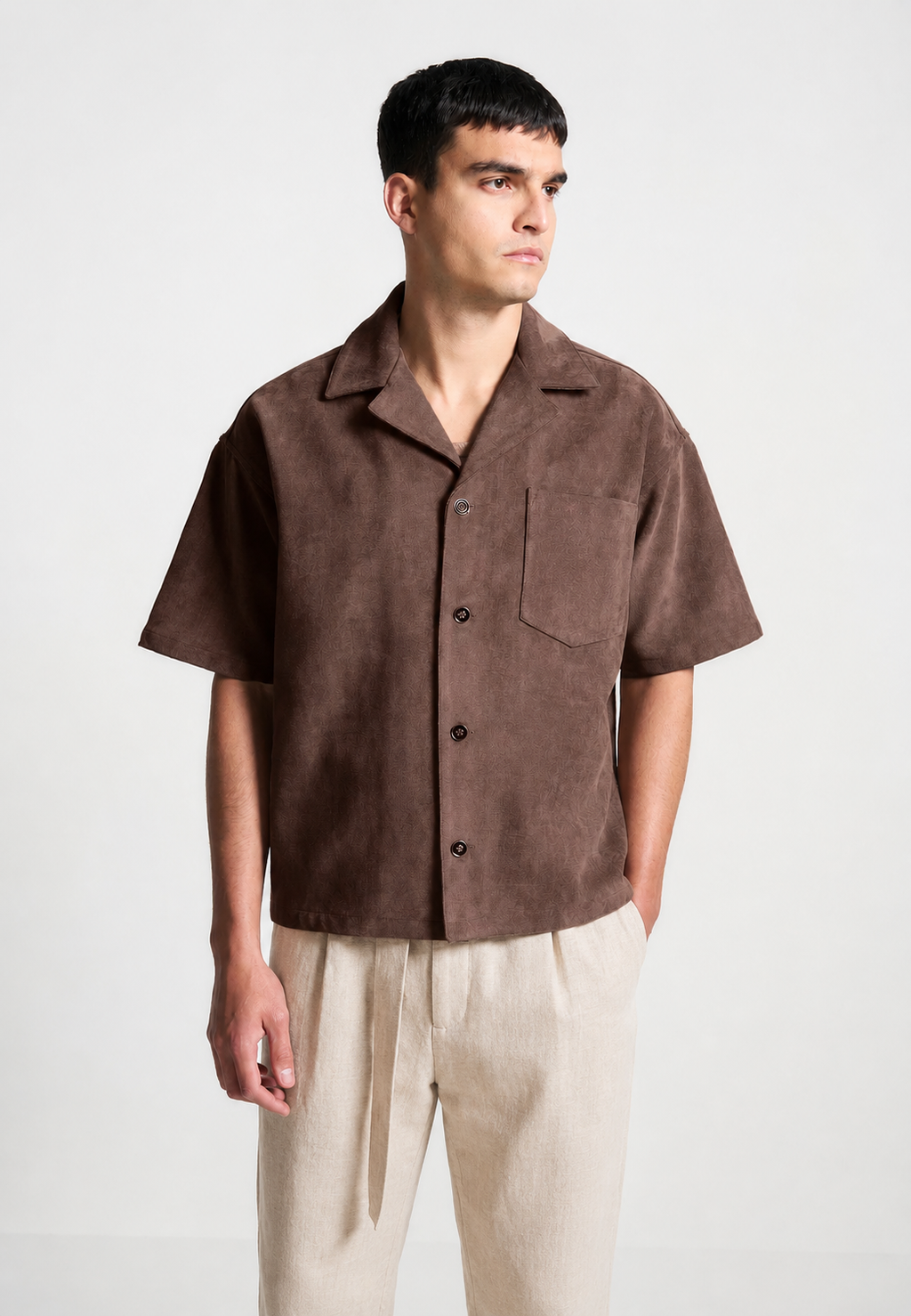 Chemise en daim manches courtes