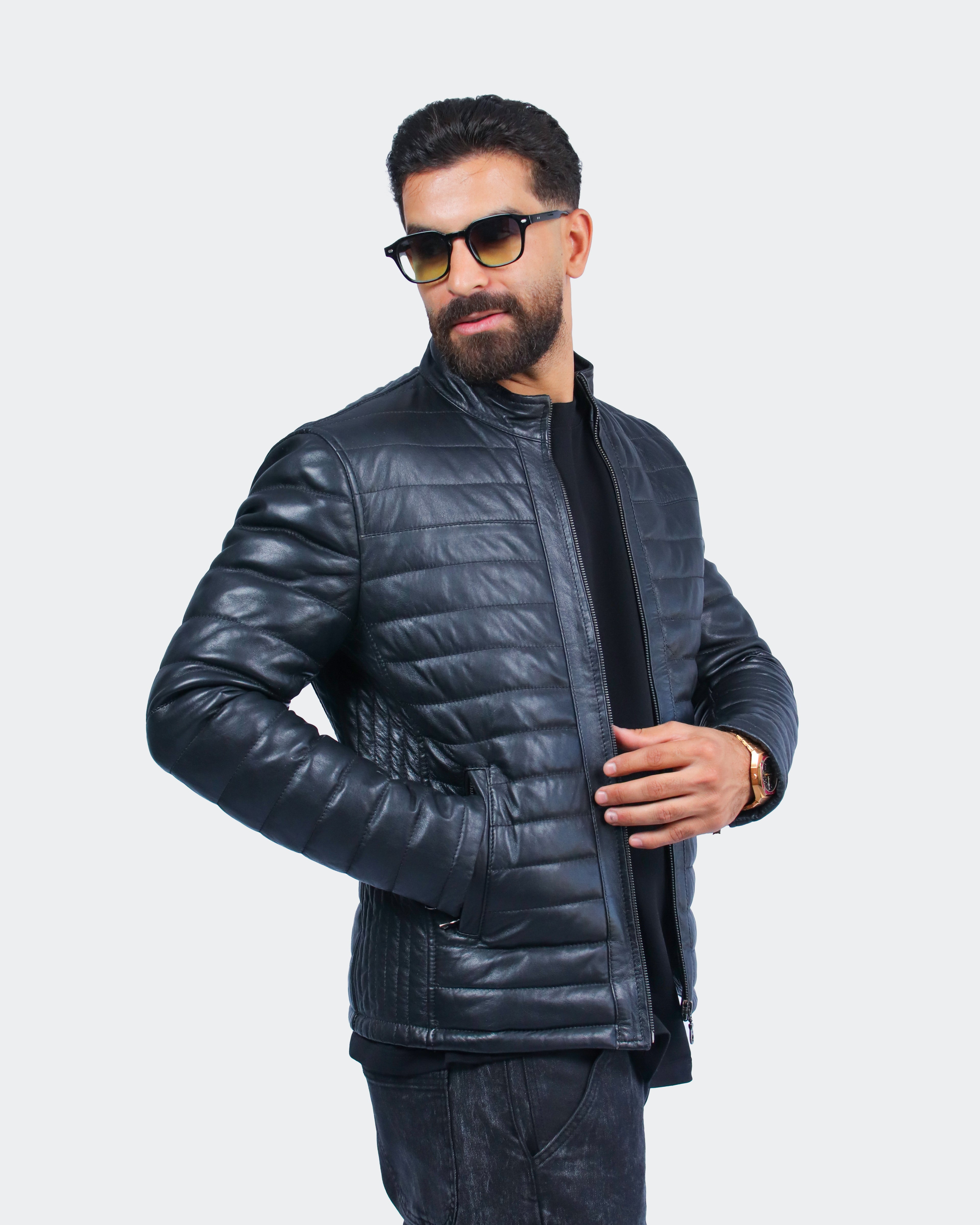 Doudoune en cuir véritable de qualité premium