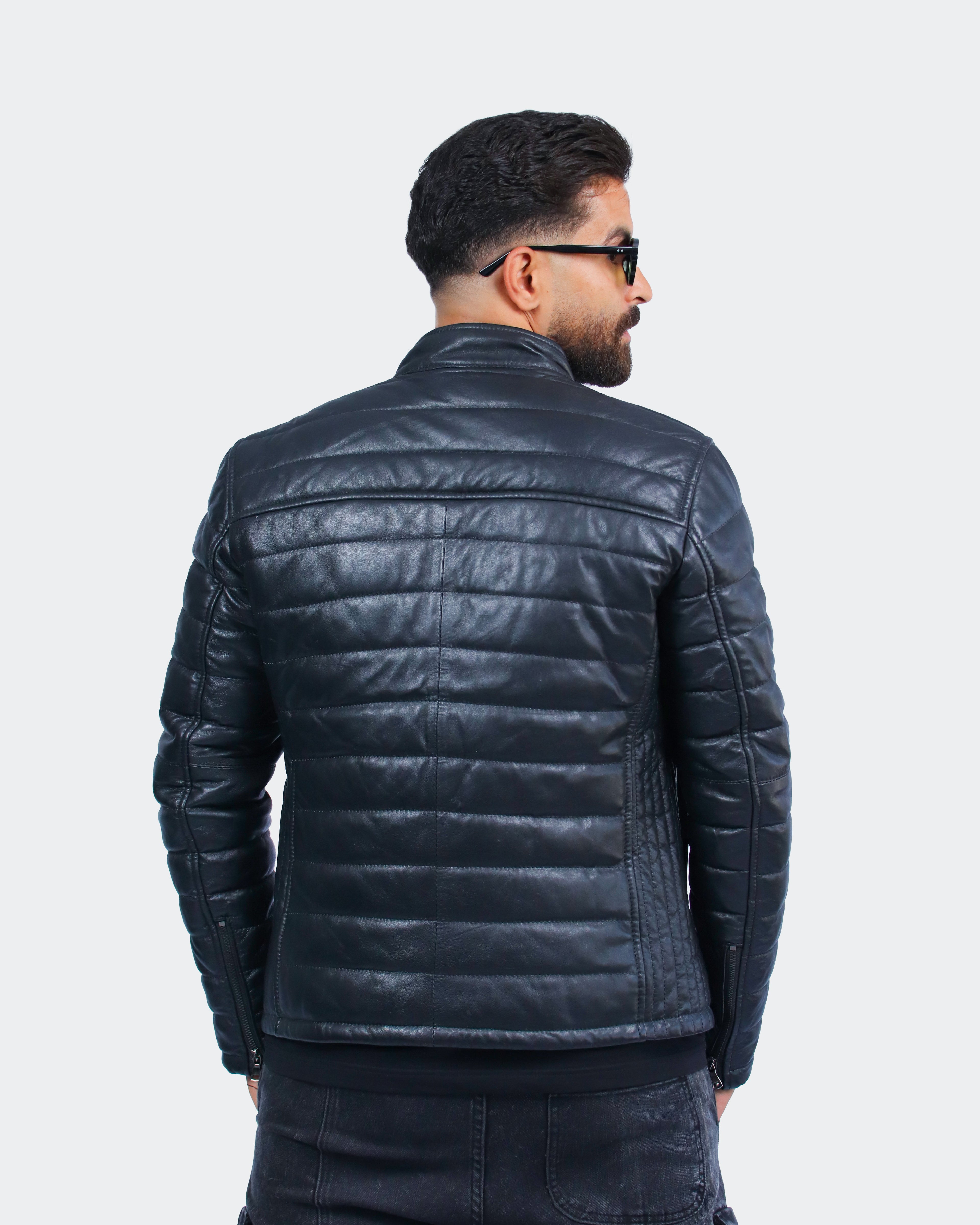 Doudoune en cuir véritable de qualité premium