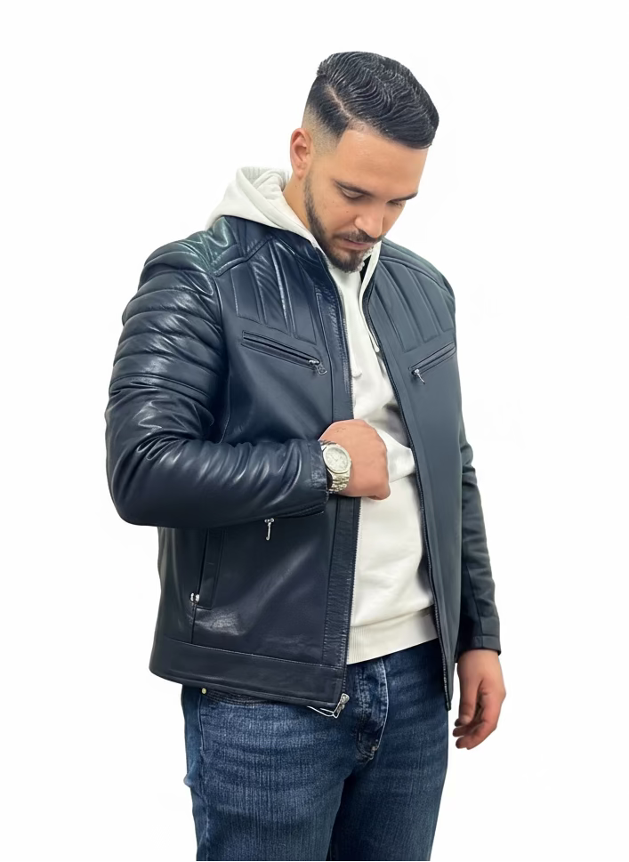 Jacket noir en Cuir Véritable