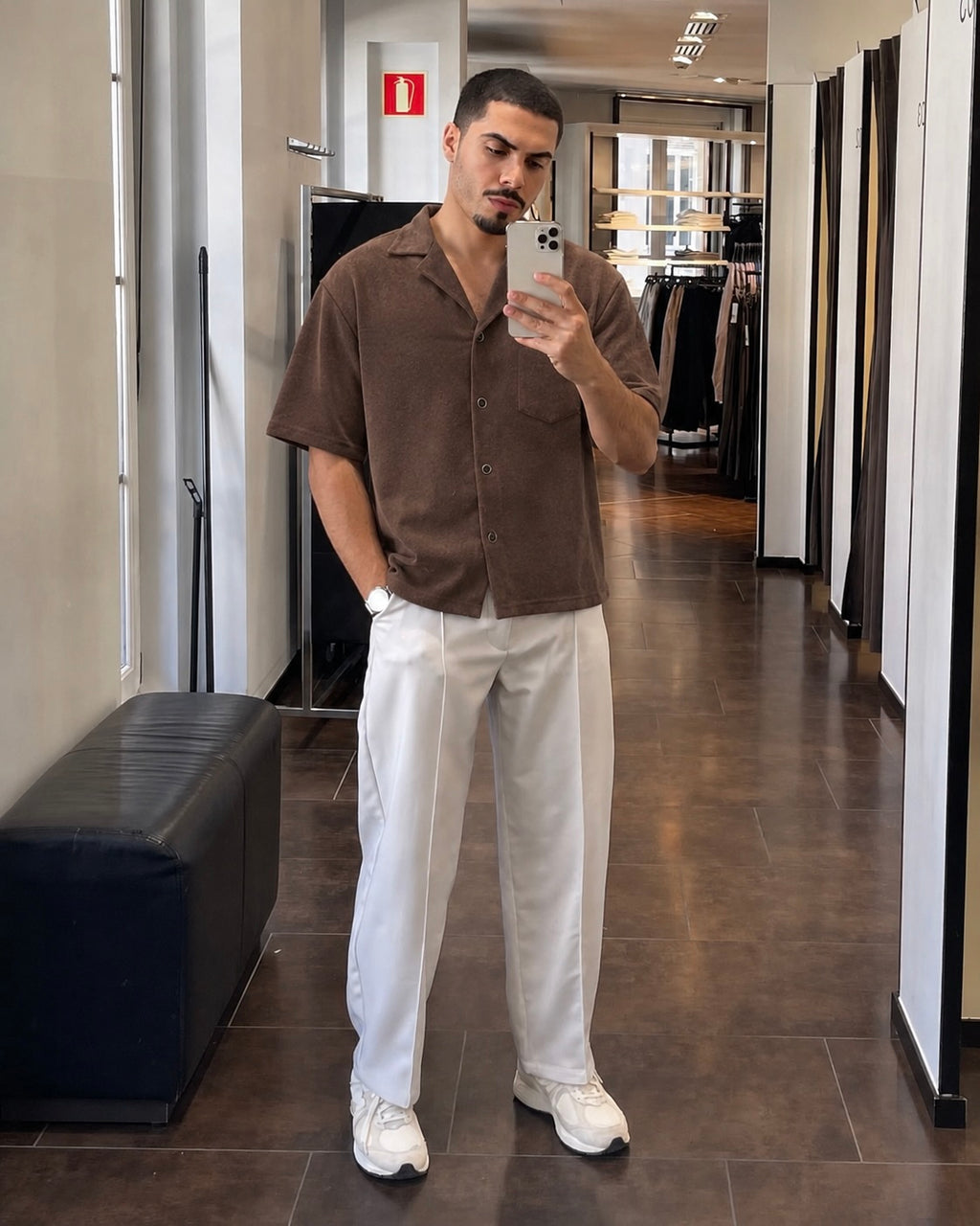 Chemise en daim manches courtes